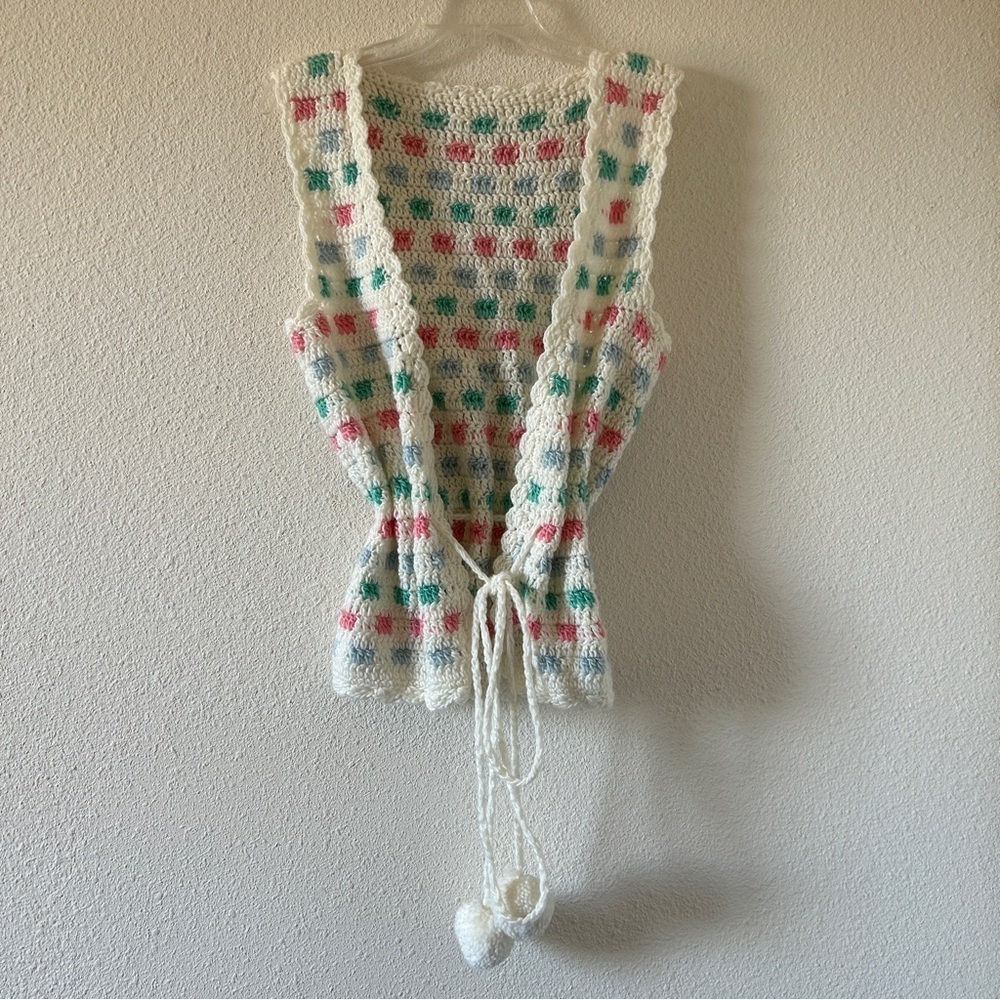 Hand Made Check Print Coquette Artsy Corky Cutesy Knit Vest Women’s Fits Medium